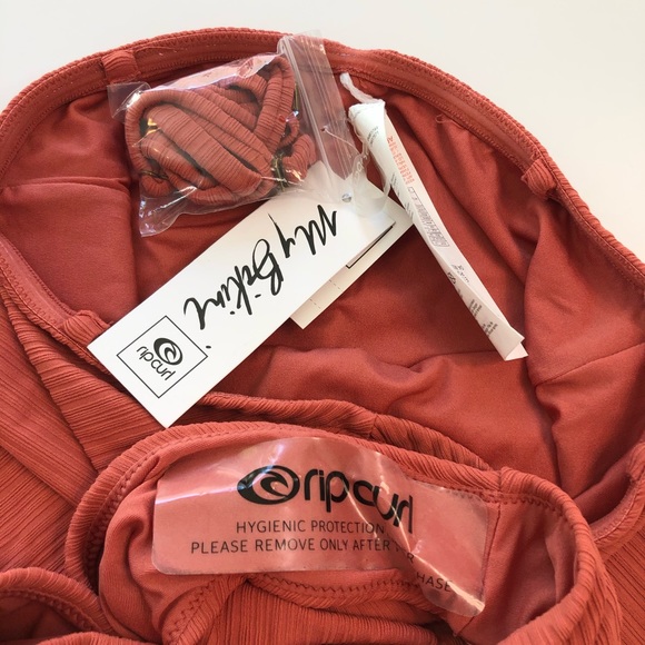 RELISTED Rip Curl Premium Surf Cheeky Ribbed Swimsuit Rust NWT Women Size Medium - Picture 8 of 14